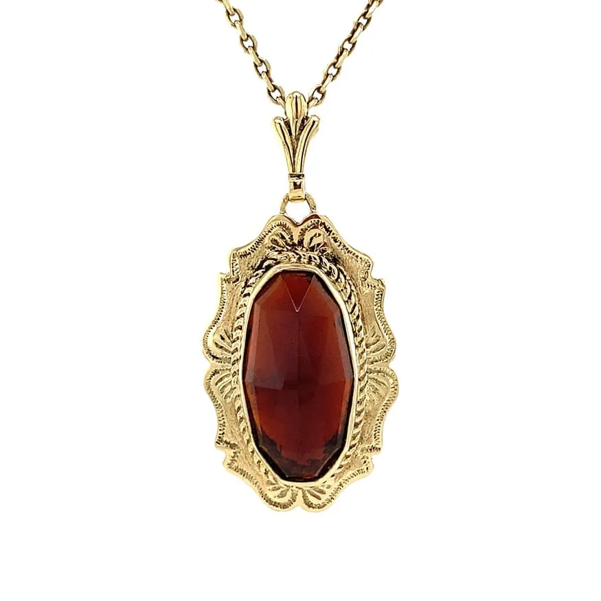 Vintage 14K Gold Pendant with Garnet