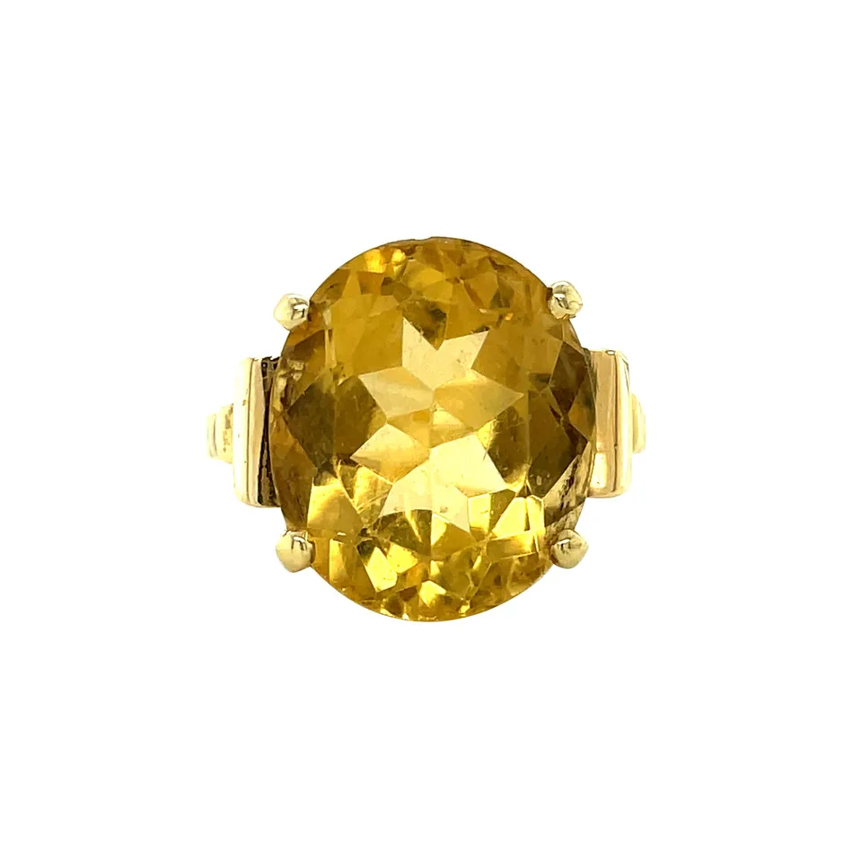 Vintage 18K Gold Ring with Citrine