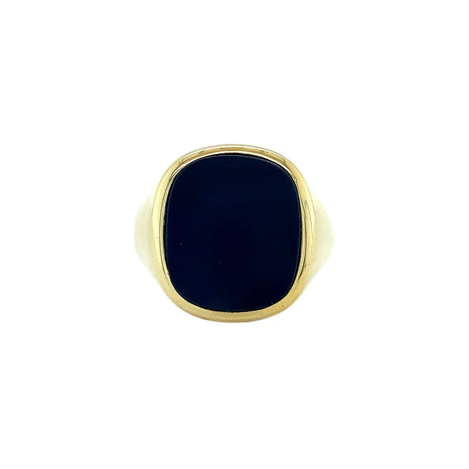 Vintage 14K Gold Signet Ring with Blue Layered Stone