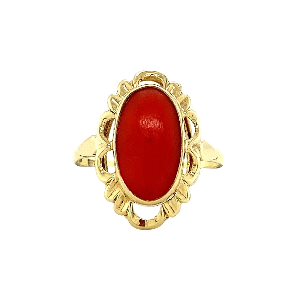 Vintage 14K Gold Ring with Red Coral