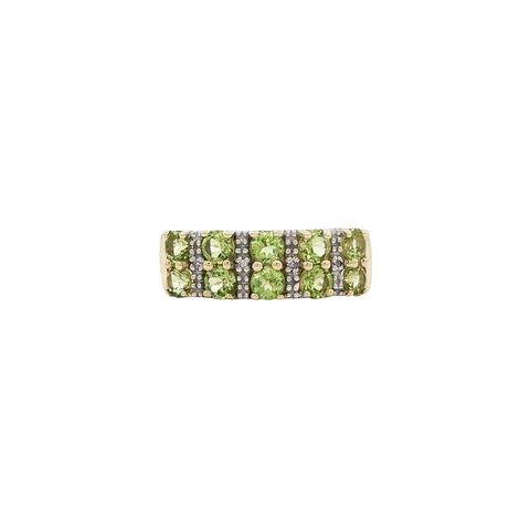 Vintage 9K Gold Ring with Peridot and Diamond