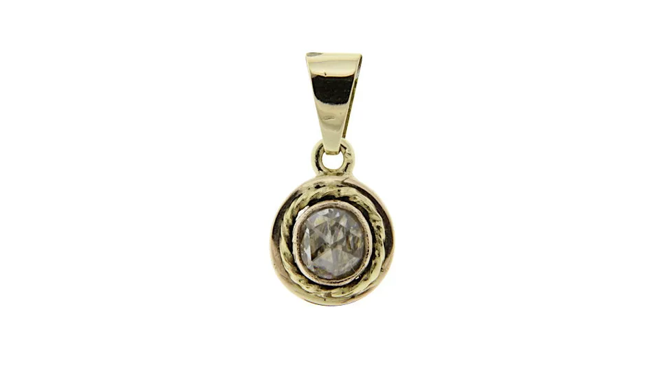 Vintage 8K Gold Pendant with Rose Cut Diamond