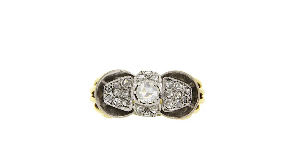 Vintage 14K Gold Ring with Rose Cut Diamond