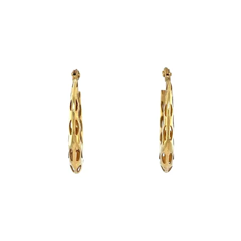 Vintage Fancy 9K Gold Hoop Earrings