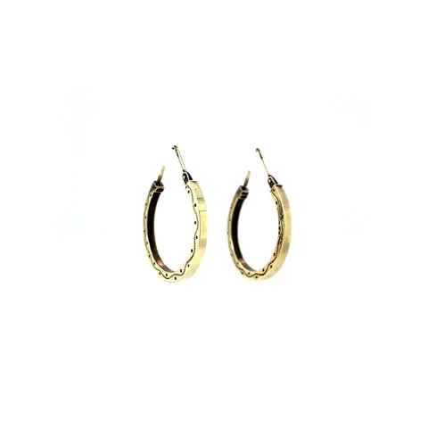 Vintage 14K Gold Hoop Earrings with Engraving