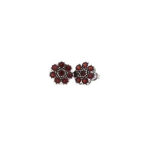 Vintage Sterling Silver Stud Earrings with Garnet