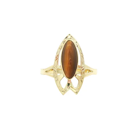 Vintage 14K Gold Ring with Tiger's Eye