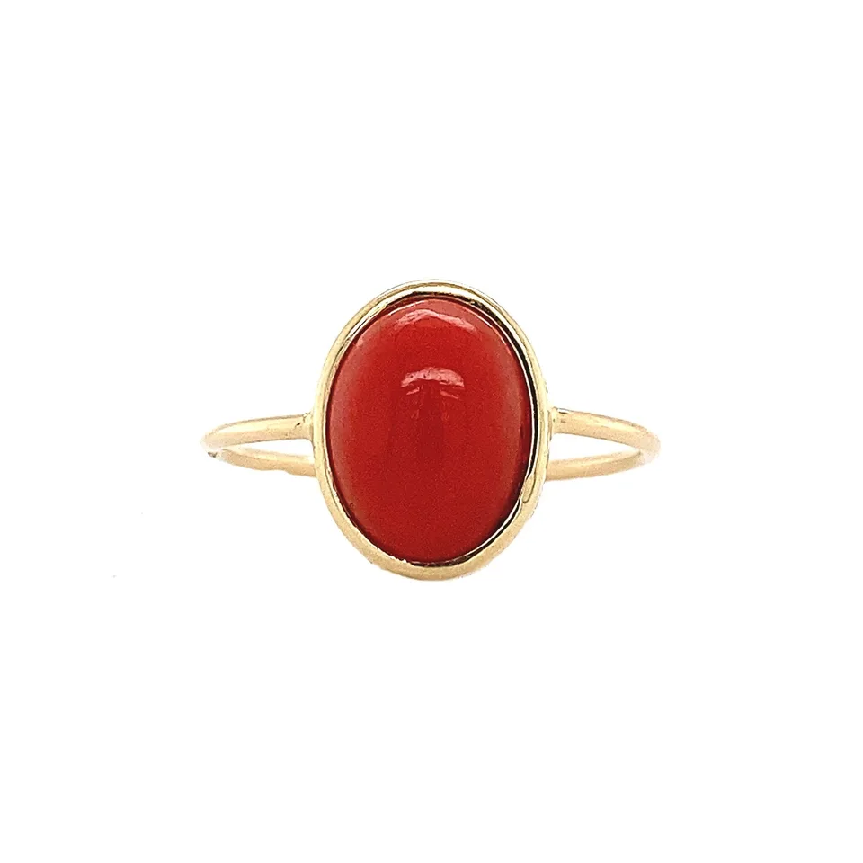 Vintage 14K Gold Ring with Red Coral