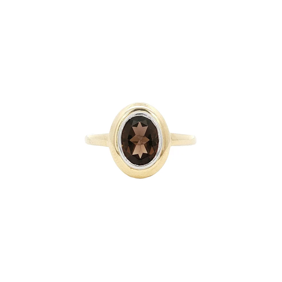 Vintage 9K Gold Ring with Smoky Quartz