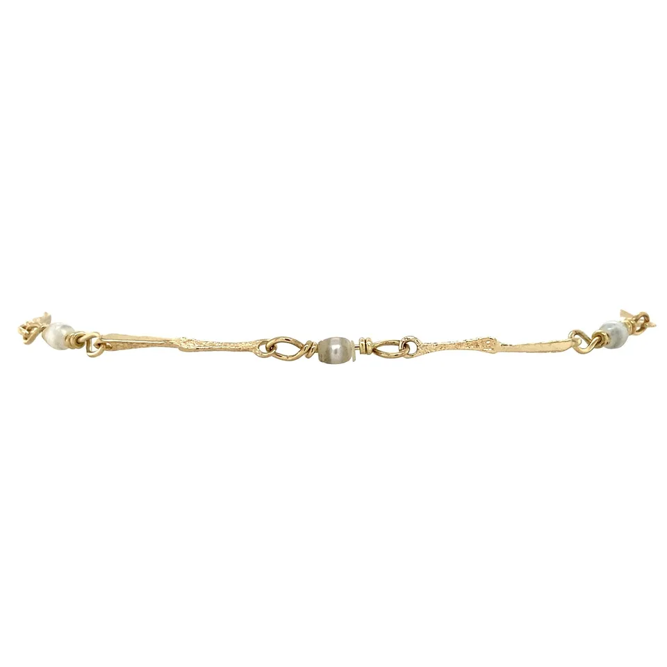 Vintage 14K Gold Bracelet with Pearl