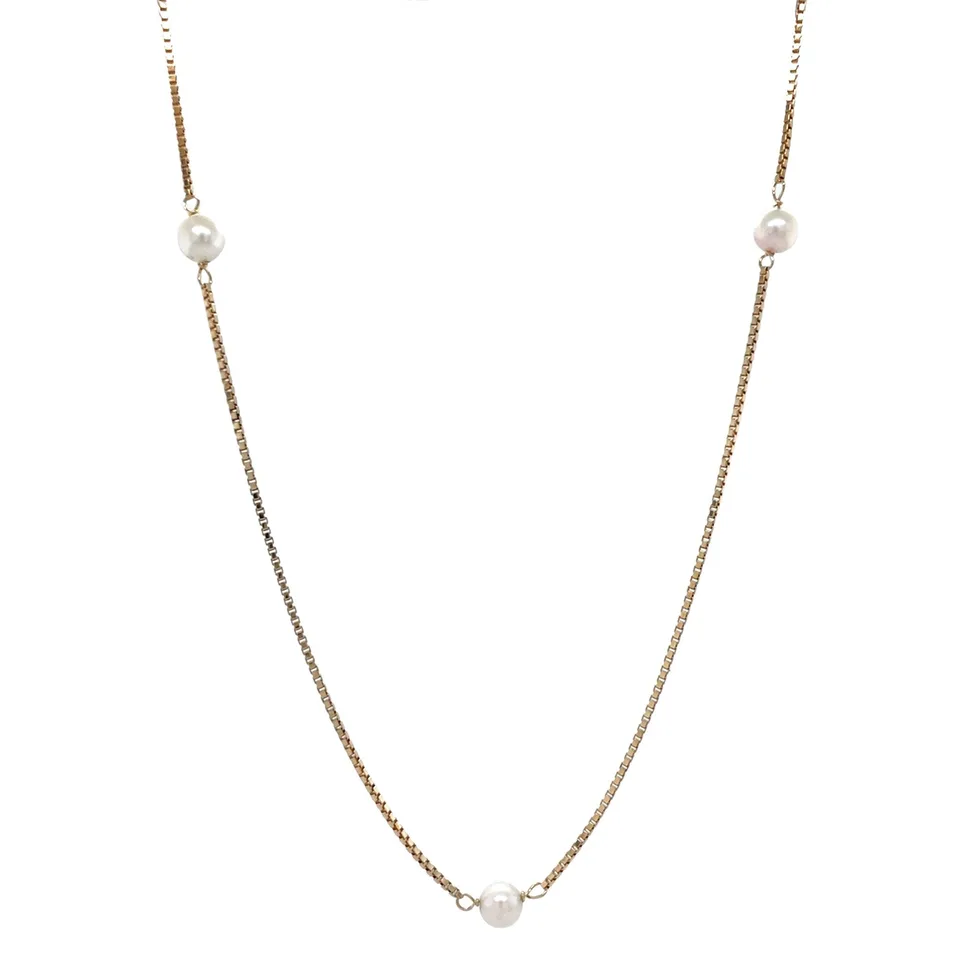 Vintage 14K Gold Venetian Necklace with Pearl