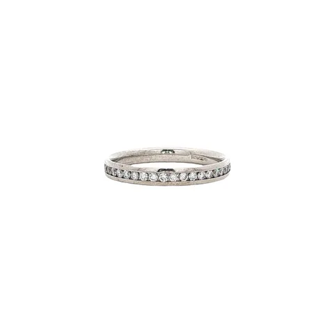 Vintage 18K White Gold Alliance Ring with Diamond
