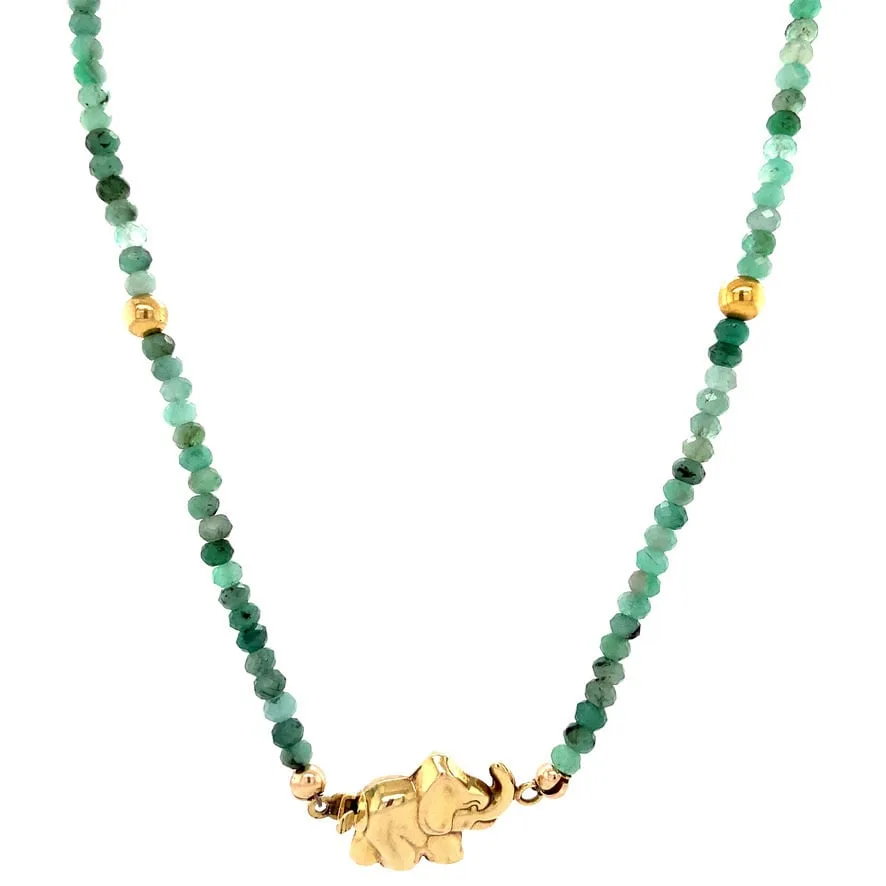 Vintage Emerald Necklace with 14K Gold Clasp 42.5 cm