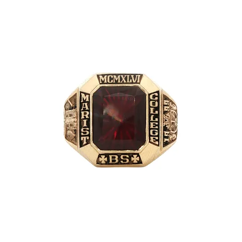 Vintage 10K Gold School Ring with Ruby