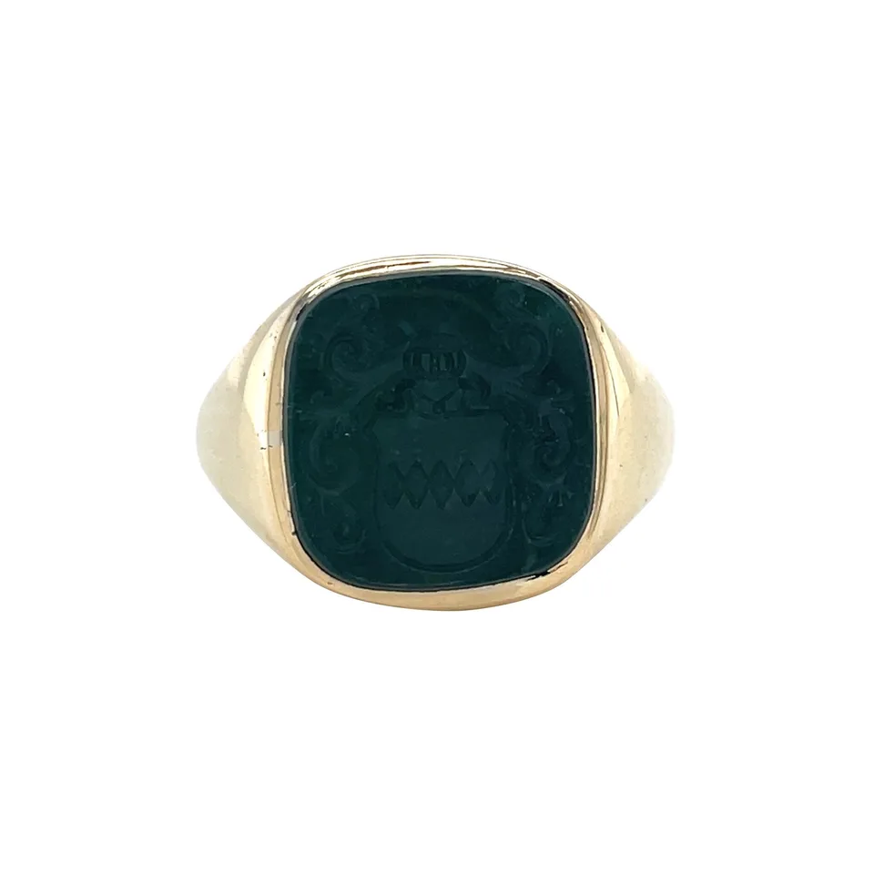 Vintage 14K Gold Signet Ring with Bloodstone