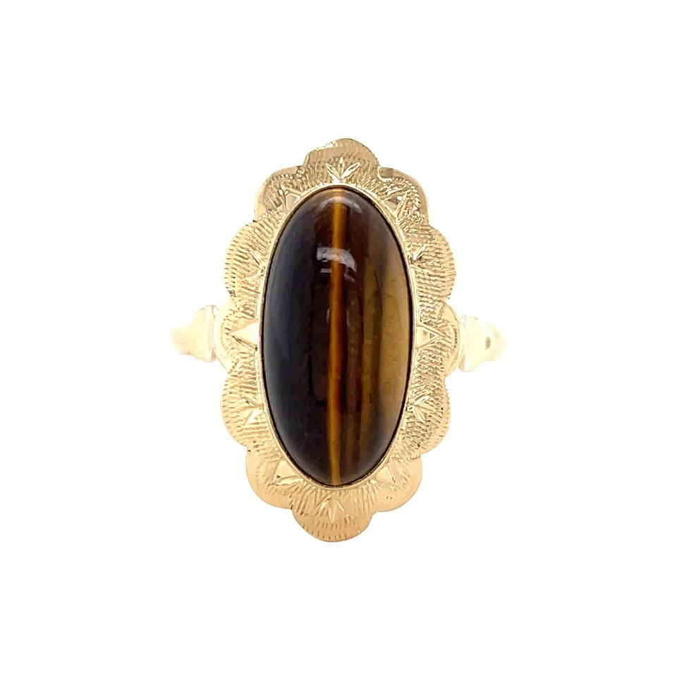 Vintage 14K Gold Ring with Tiger's Eye