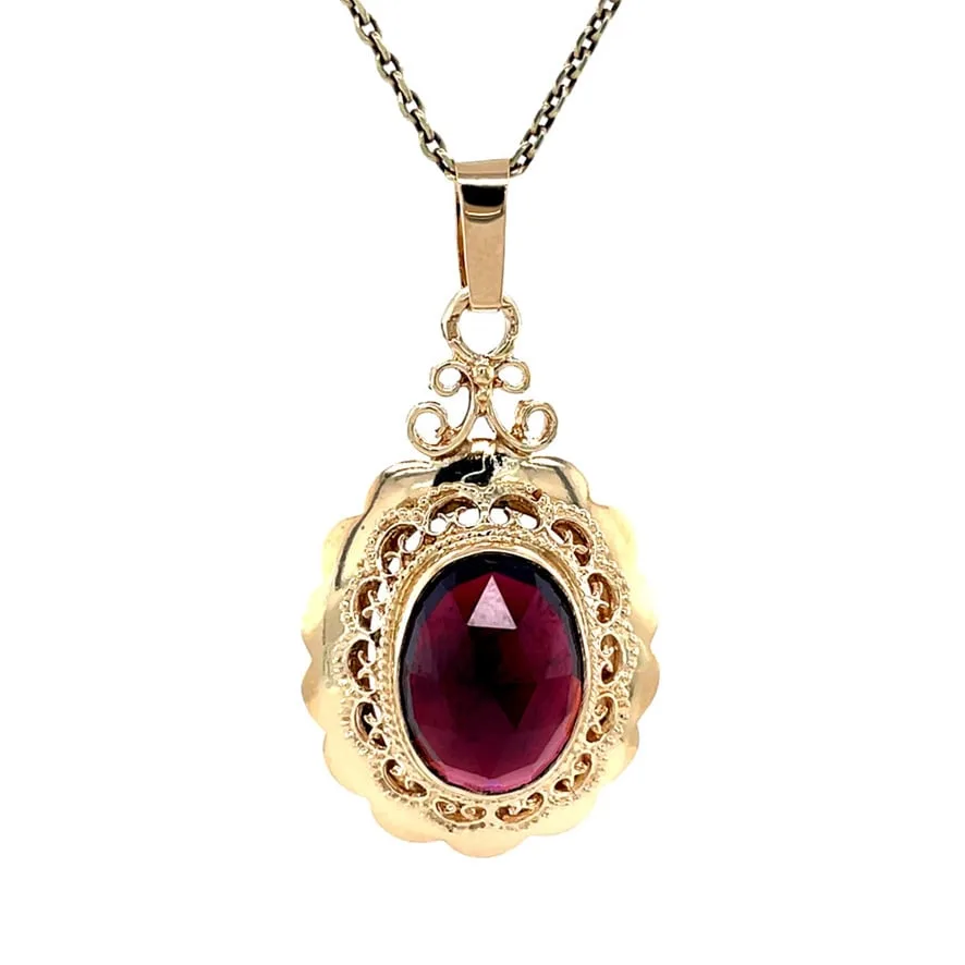 Vintage 14K Gold Pendant with Garnet