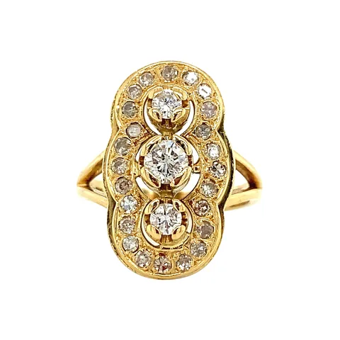 Vintage 18K Gold Princess Ring with Diamond