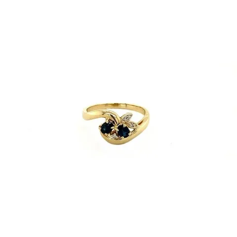 Vintage 12K Gold Ring with Sapphire and Diamond