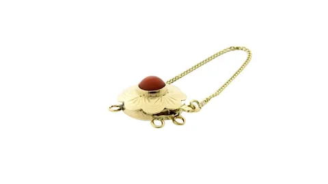 Vintage 14K Gold Decorative Clasp with Red Coral Necklace