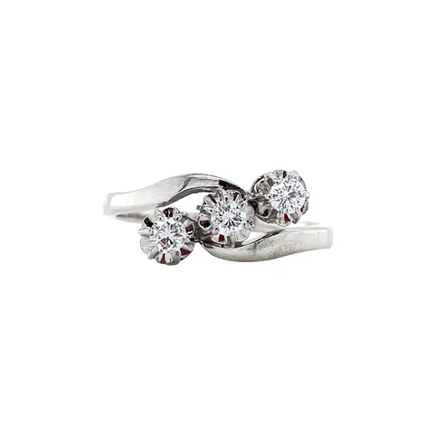 Vintage 14K White Gold Trilogy Ring with Diamond