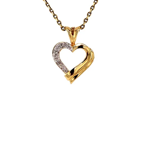Vintage 14K Gold Heart Pendant with Diamond