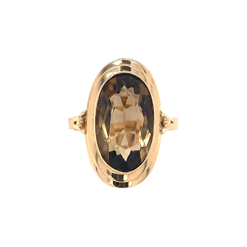 Vintage 14K Gold Ring with Smoky Topaz