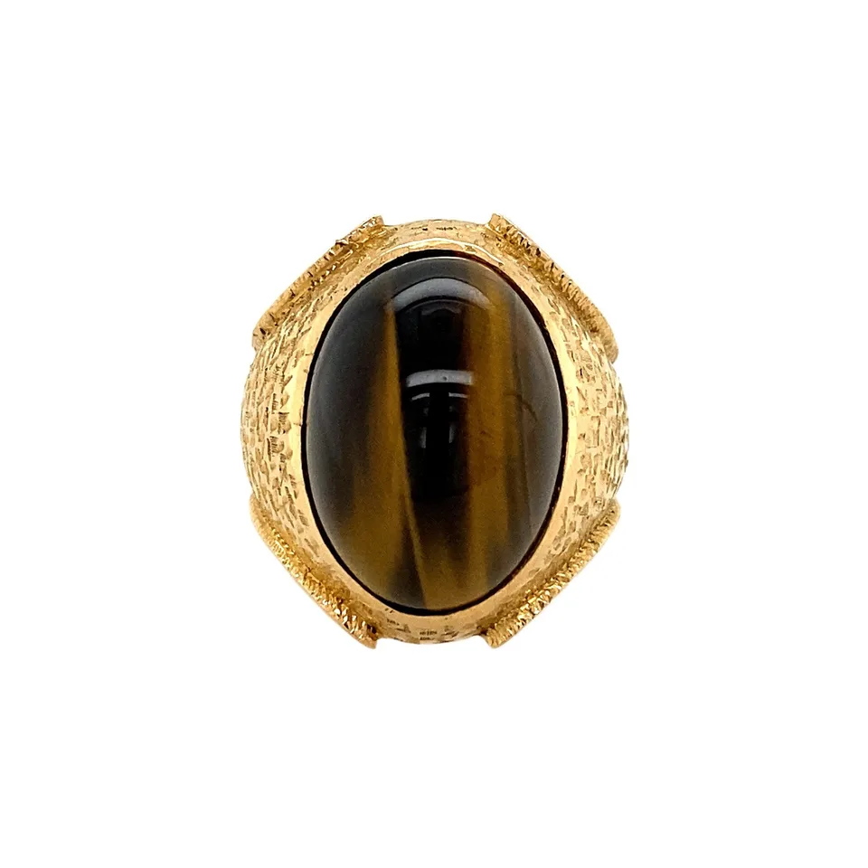 Vintage 20K Gold Ring with Tiger's Eye