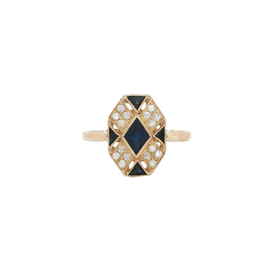 Vintage 14K Gold Ring with Sapphire and Diamond