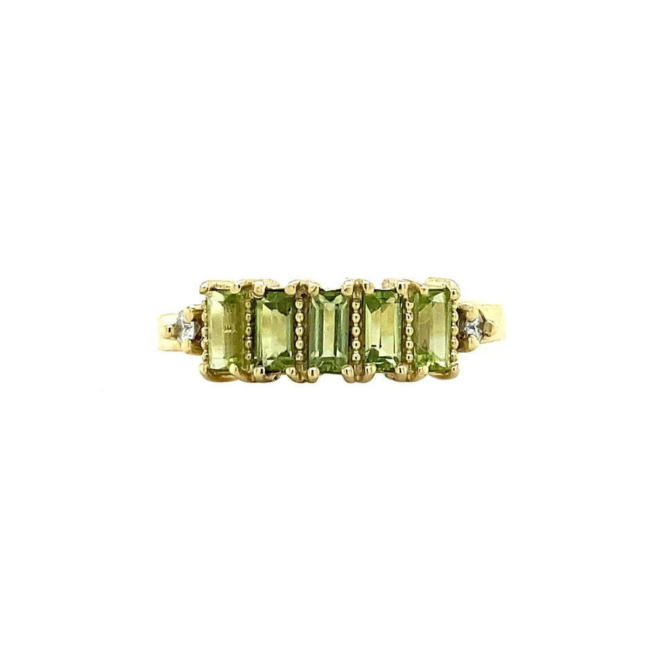 Vintage Jackie 14K Gold Ring, Lime