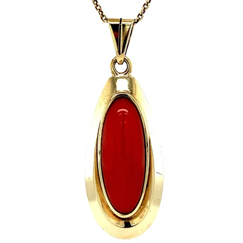 Vintage 8K Gold Pendant with Red Coral