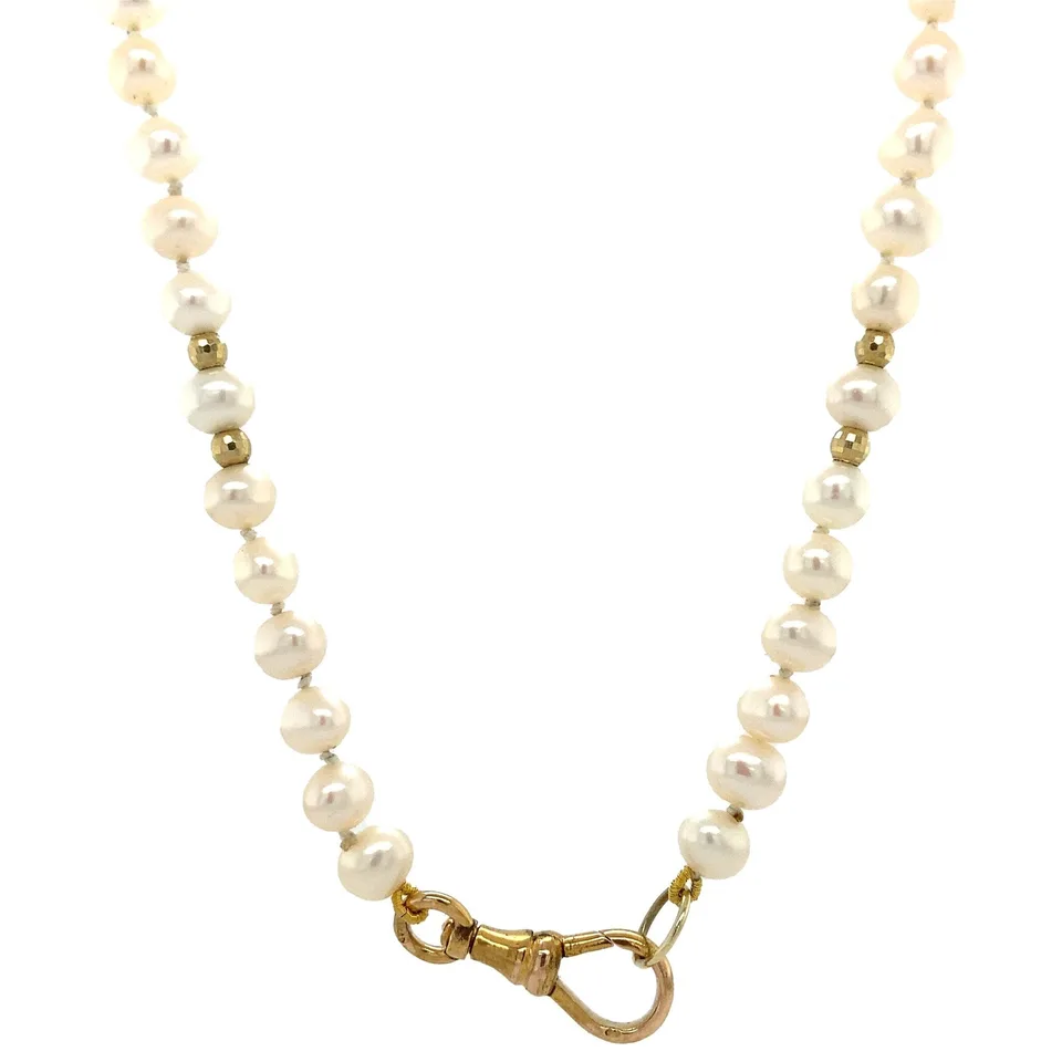 Vintage Pearl Necklace with 14K Gold Clasp 42.5 cm