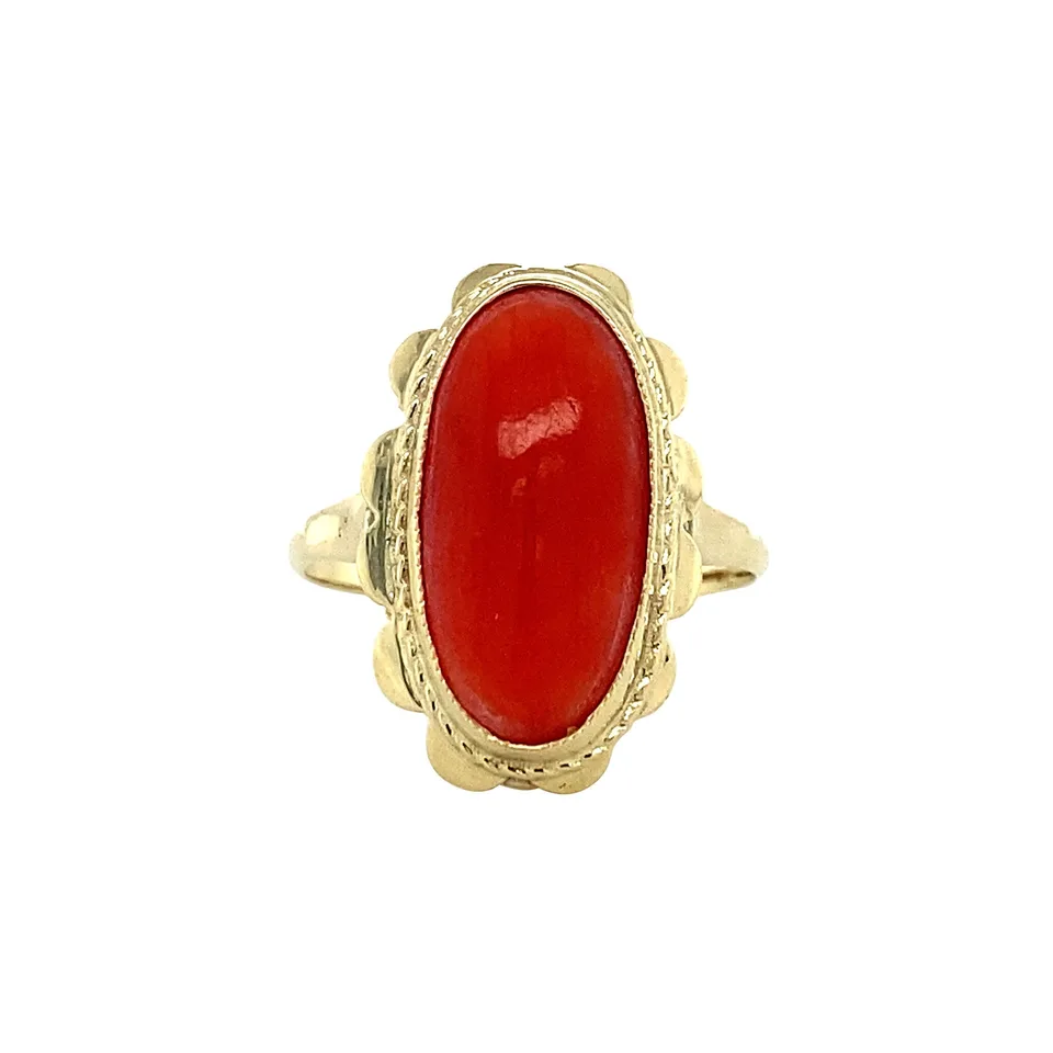 Vintage 14K Gold Ring with Red Coral