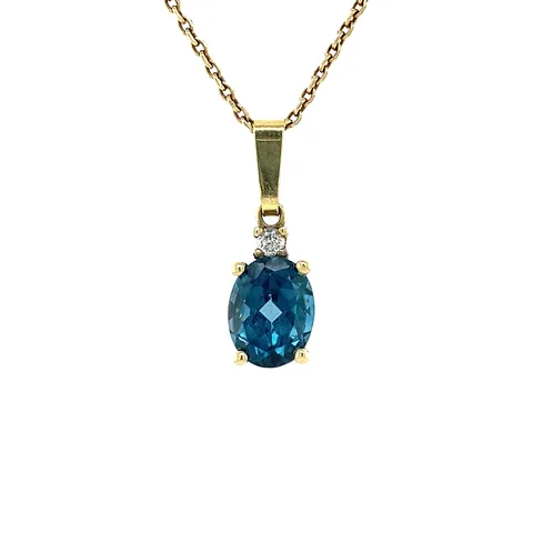 Vintage 14K Gold Pendant with Topaz and Diamond