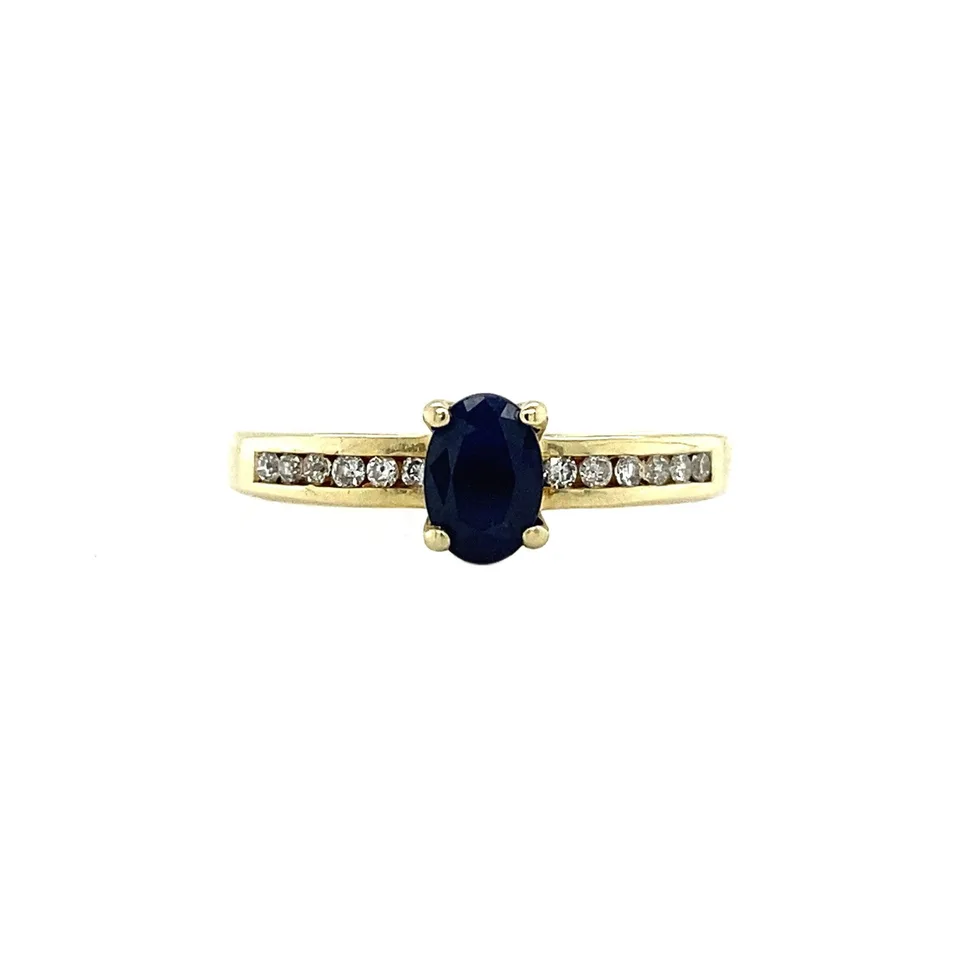 Vintage 14K Gold Ring with Sapphire and Diamond