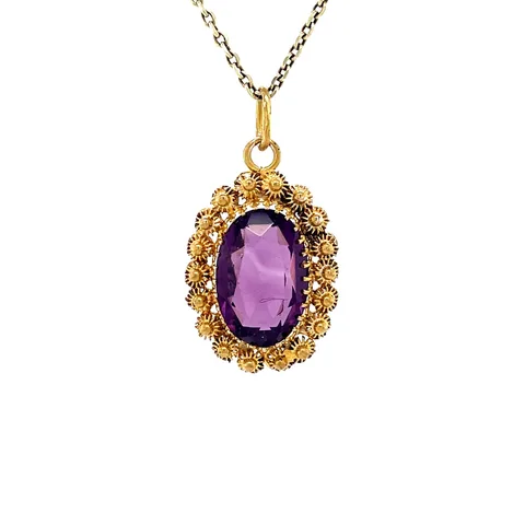 Vintage 20K Gold Pendant with Colored Stone