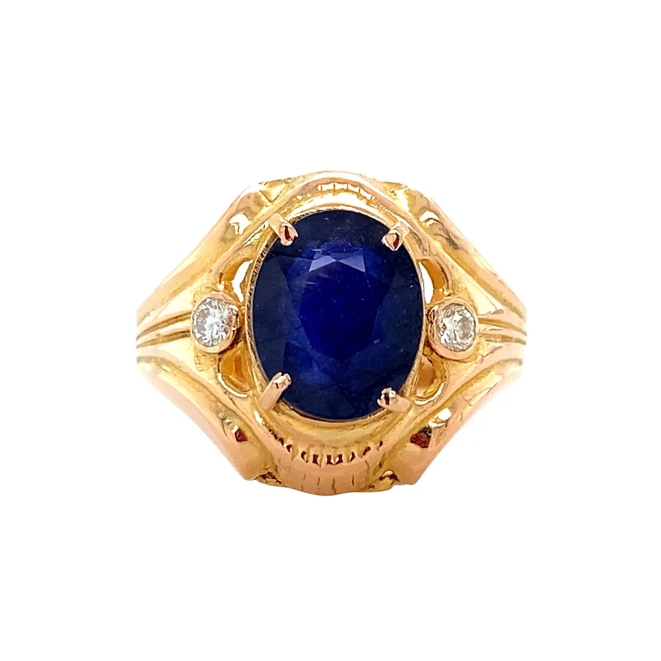 Vintage 14K Gold Ring with Sapphire and Diamond