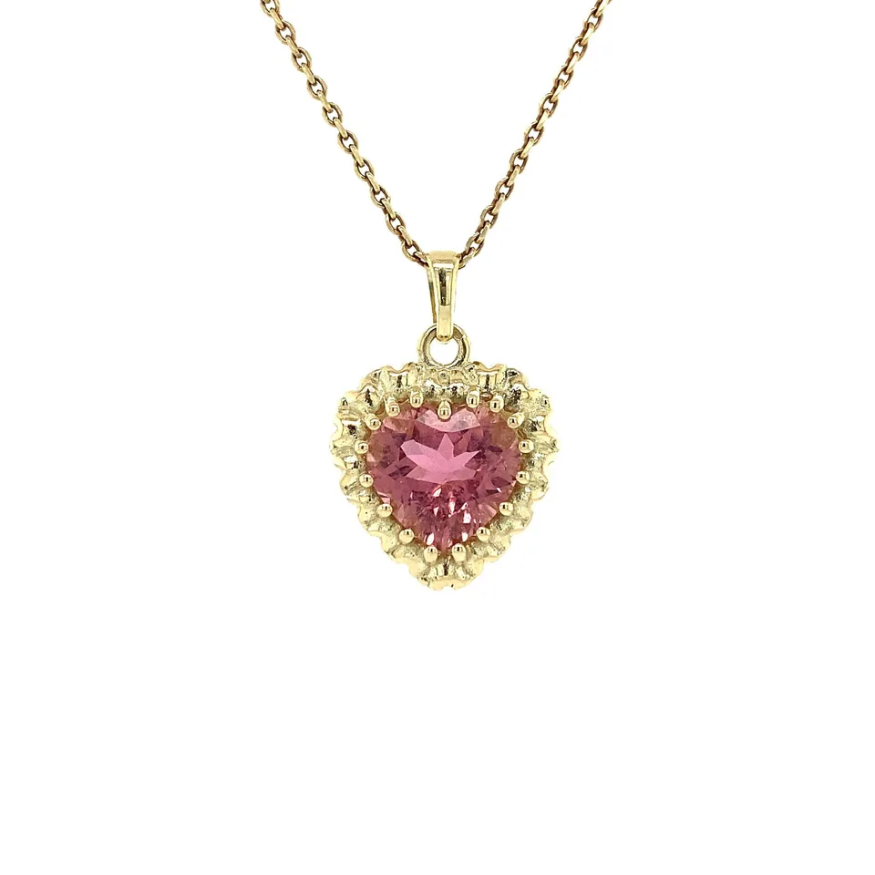 Vintage Sophia 14K Gold Pendant, Pink Sakura