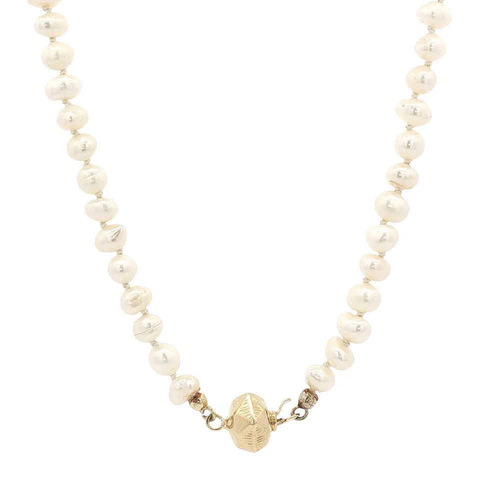 Vintage Pearl Necklace with 14K Gold Clasp