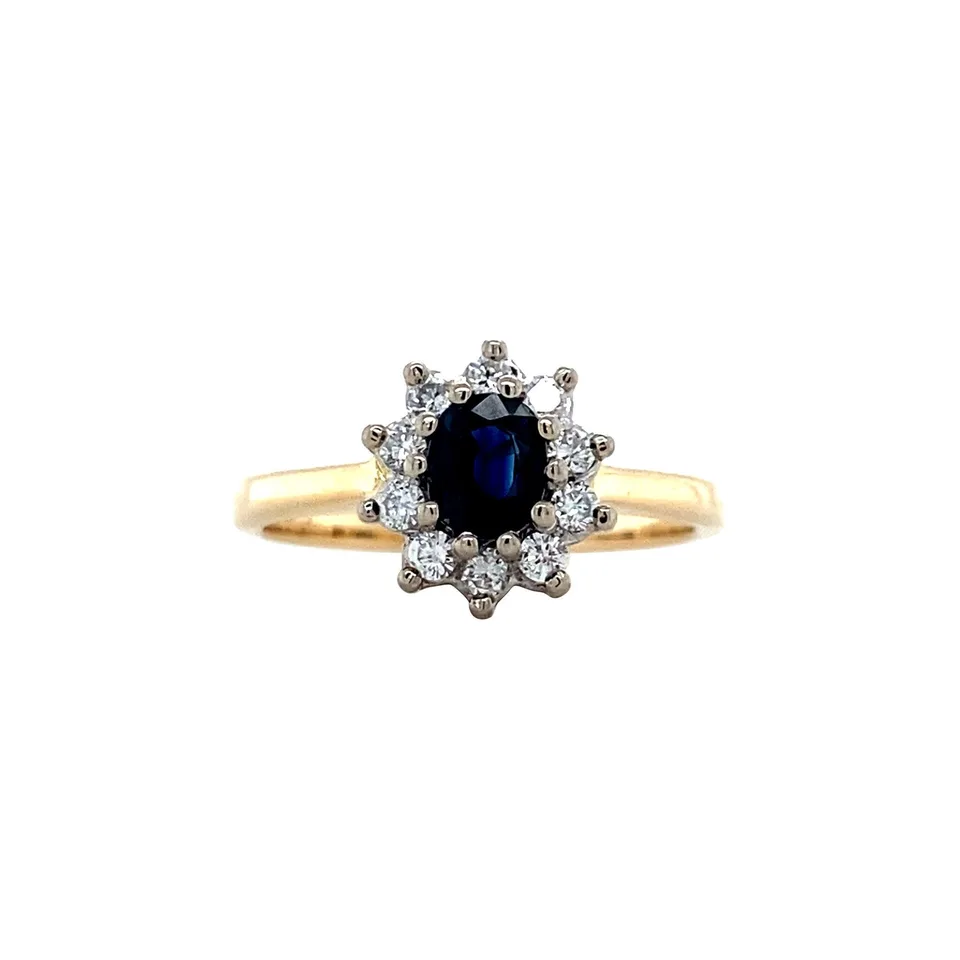 Vintage 14K Gold Ring with Sapphire and Diamond