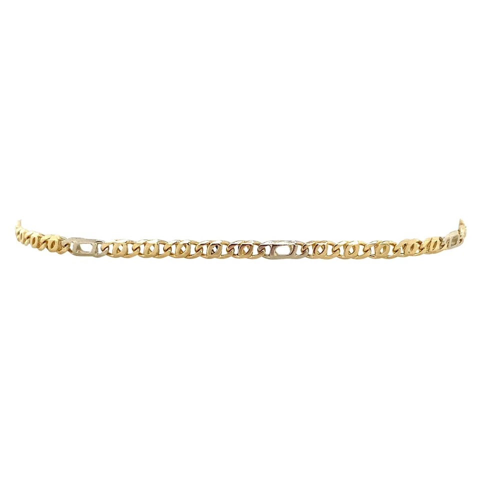 Vintage 14K Two Tone Gold Figaro Bracelet