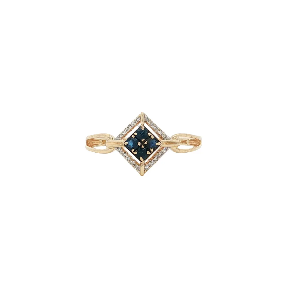 Vintage 14K Gold Ring with Sapphire and Diamond