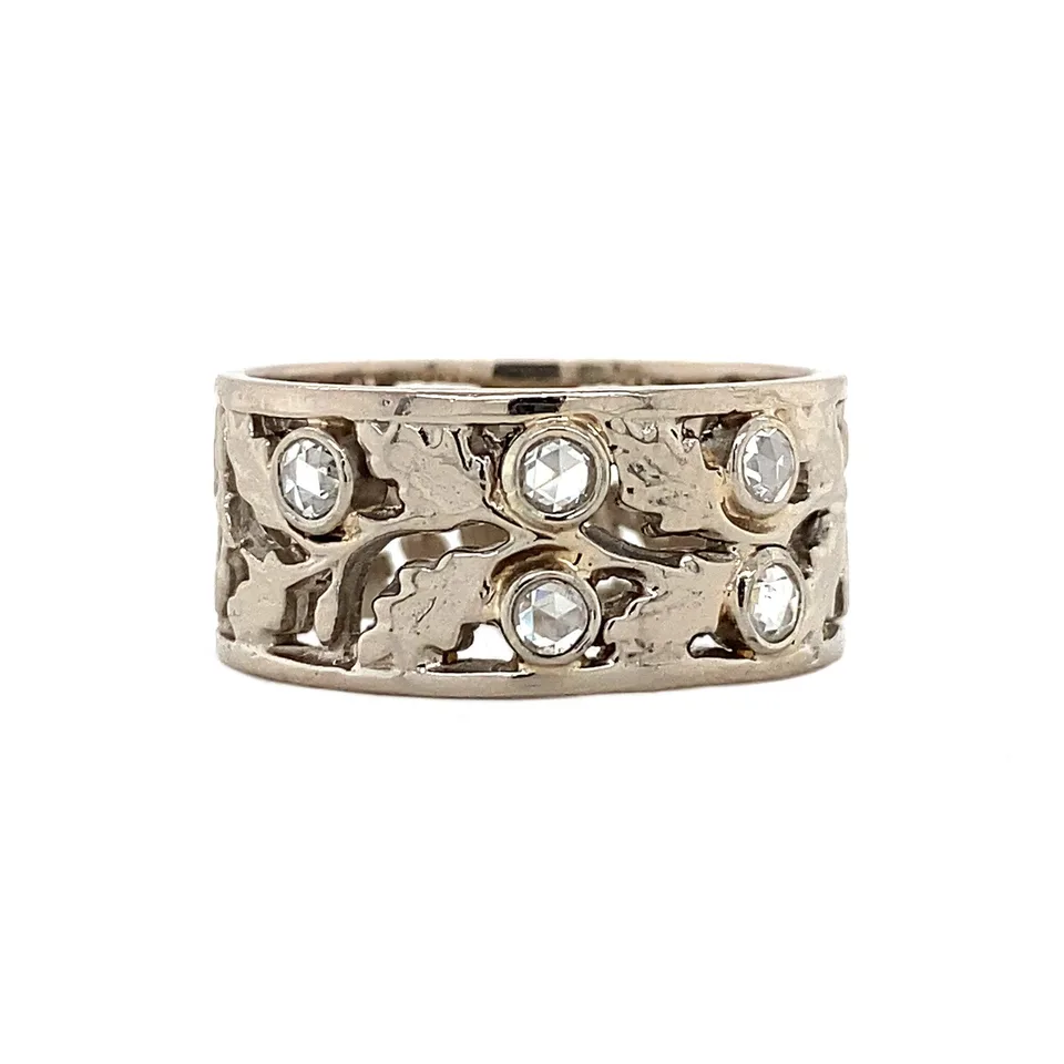 Vintage 18K White Gold Ring with Rose Cut Diamond