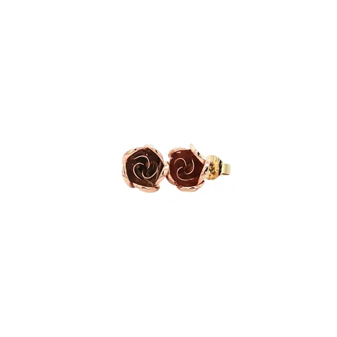 Vintage 14K Two Tone Gold Rose Stud Earrings