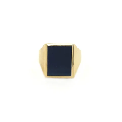 Vintage 14K Gold Men's Signet Ring with Onyx