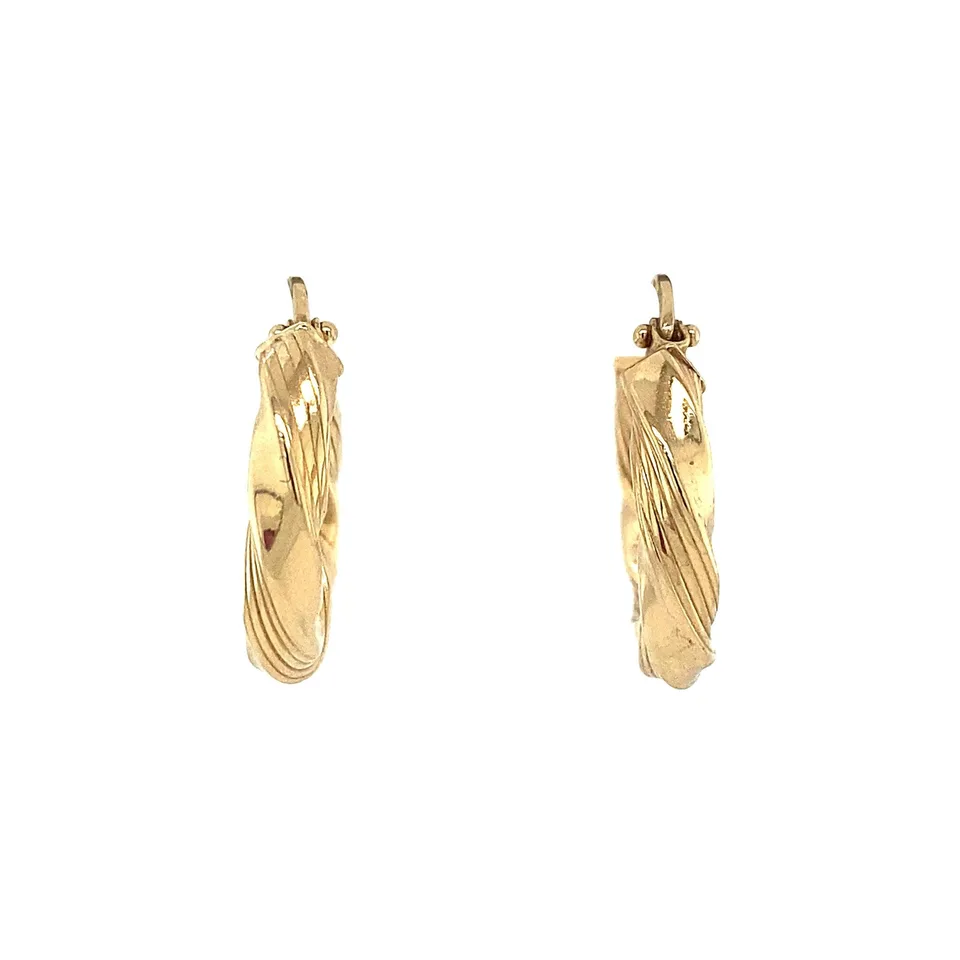 Vintage 14K Gold Twisted Hoop Earrings