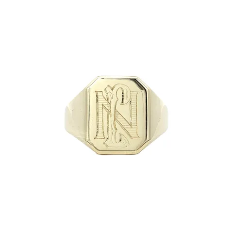 Vintage 14K Gold Signet Ring with Engraving