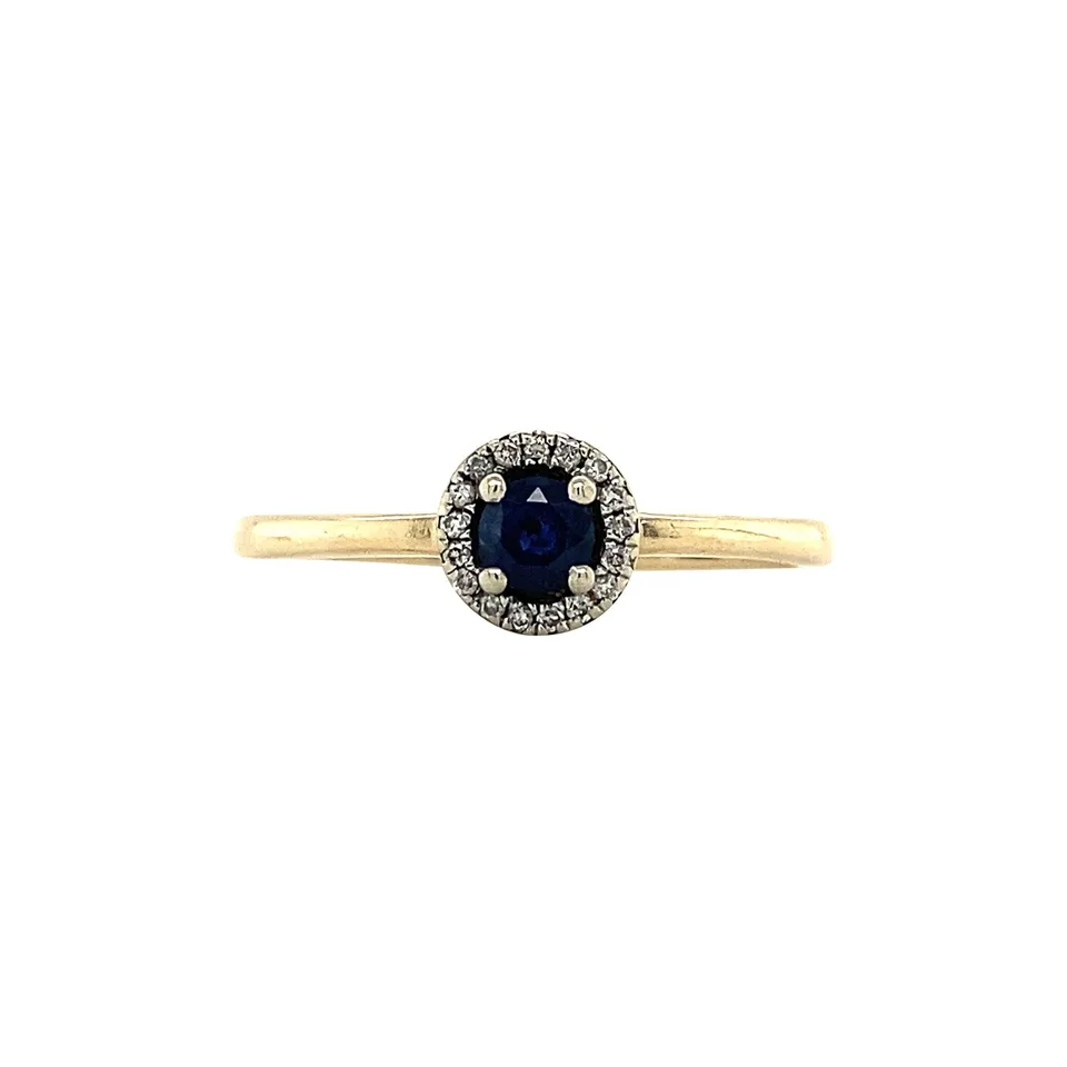 Vintage 14K Gold Cluster Ring with Diamond and Sapphire