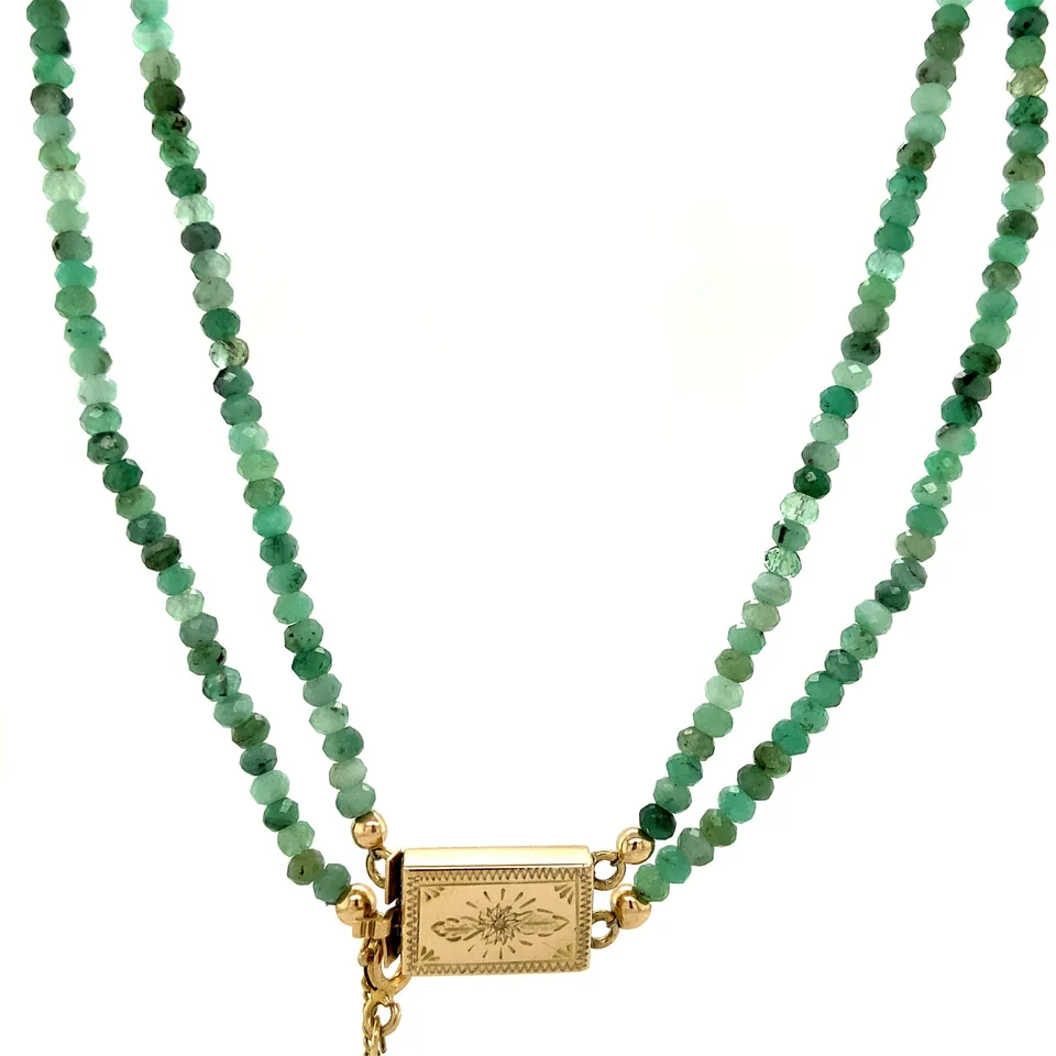Vintage Emerald Necklace with 14K Gold Clasp