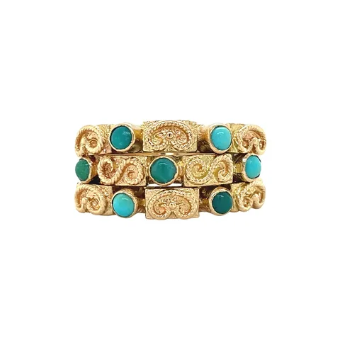 Vintage 18K Gold Ring with Turquoise